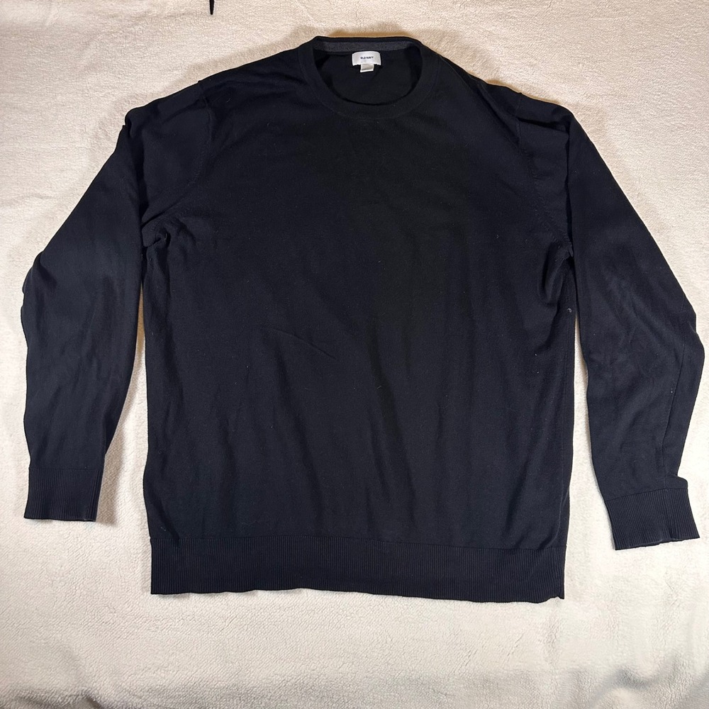 Old Navy Mens XXL Black Long Sleeve Crew Neck Pullover Sweater Casual Classic